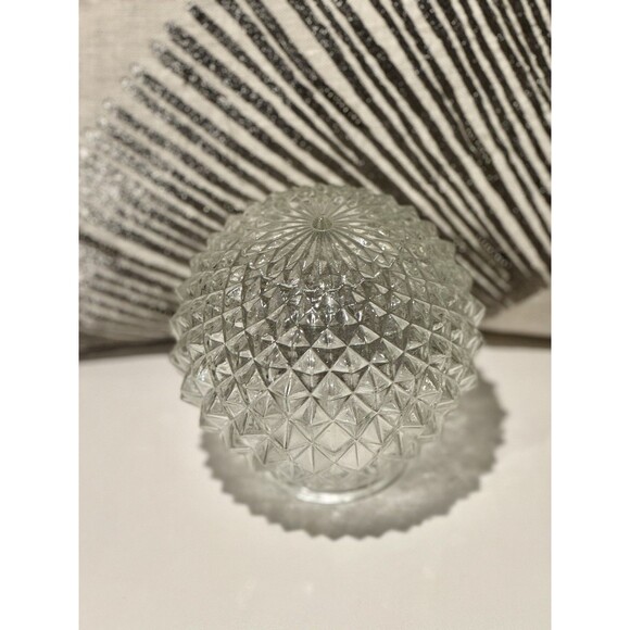Vintage Crystal Clear Diamond Point Cut Glass 3 1/8” Fitter Light Globe Shade - Picture 1 of 8